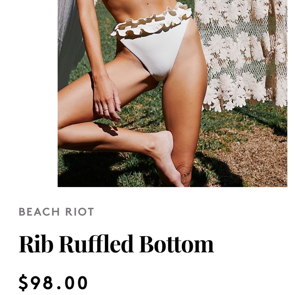 Beach Riot Ribbed Cream Bikini Bottom, Sz S